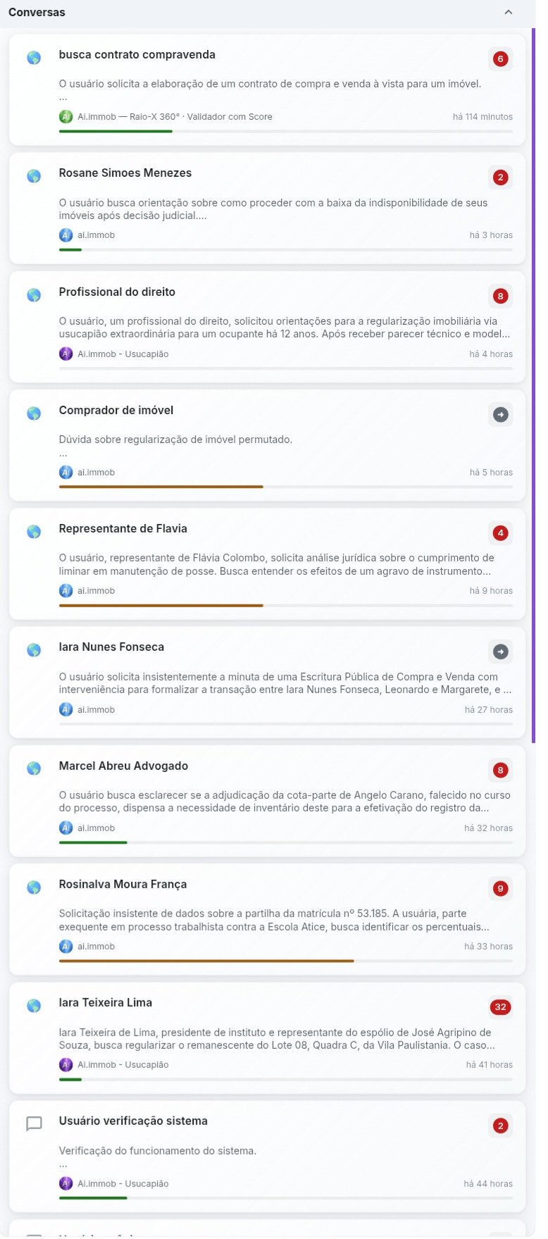 Conversas reais na AI.immob — painel Chatvolt ao vivo